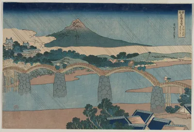 The Brocade Bridge in Suo Province (from the series Curious Views of Famous Bridges in the Provinces) — Katsushika Hokusai