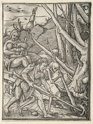 The Dance of Death:  Adam Tilling the Earth — Hans Holbein the Younger