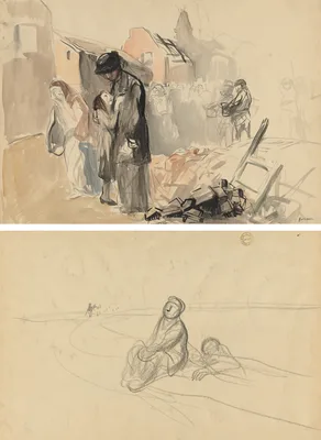 Reconquered Territory (recto) Two Figures on a Road (verso) — Jean-Louis Forain
