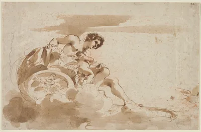 Venus and Cupid in a Chariot — Guercino