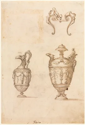 Design for Two Vases and an Ornament (recto) — Luzio Luzi