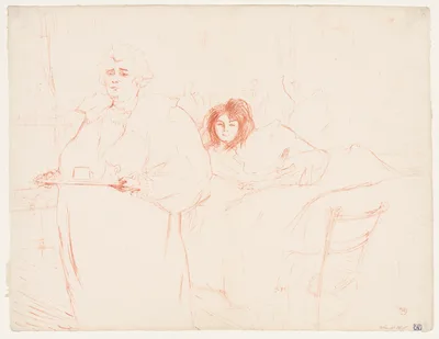 Elles: Woman Carrying a Tray, Mme. Baron and Mlle. Popo — Henri de Toulouse-Lautrec