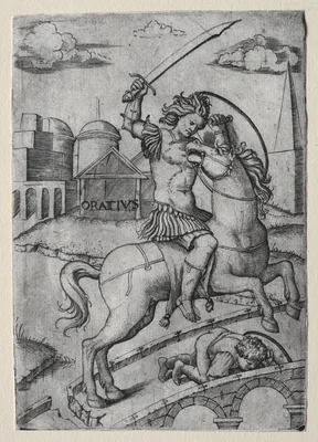 Horatius Cocles Defending the Sublician Bridge — Marcantonio Raimondi