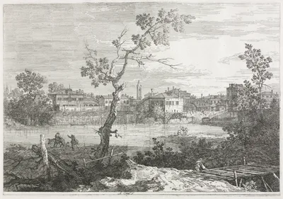 Views:  View of Burano, a Town on an Island in the Venetian Lagoon — Canaletto