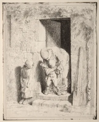 Maternal Precaution — Jean-François Millet
