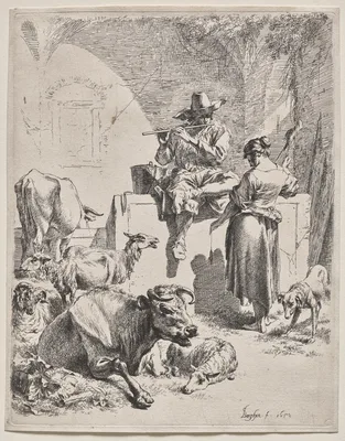 The Piping Shepherd — Nicolaes Pieterszoon Berchem