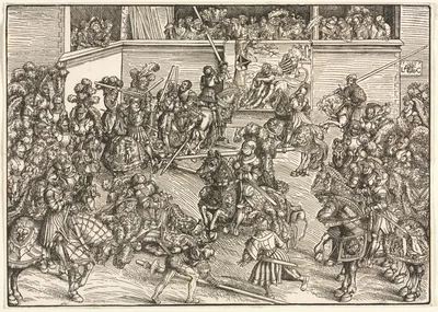 The Second Tournament with the Tapestry of Sampson and the Lion — Lucas Cranach the Younger