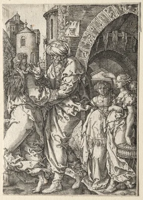 The Story of Lot:  Lot and His Family Fleeing Sodom — Heinrich Aldegrever