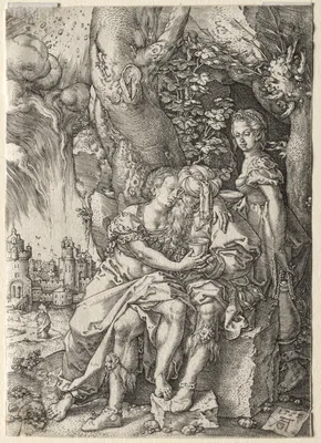 The Story of Lot:  Lot with His Daughters — Heinrich Aldegrever