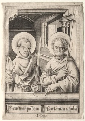 The Twelve Apostles: Saint Simon (?) and Saint Matthew — Israhel van Meckenem