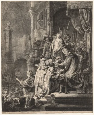 Christ Before Pilate: Large Plate — Rembrandt