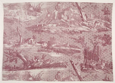 Fragment of Copperplate Printed Cotton with Hunting Scene Design — Horace Vernet