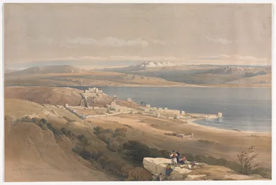 City of Tiberias on the Sea of Galilee, looking towards Hebron — David Roberts