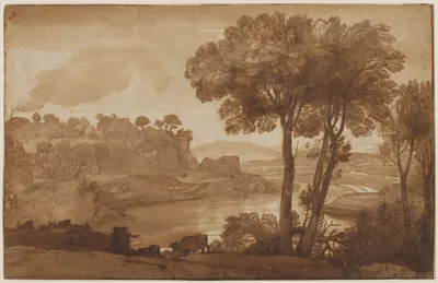 View of the Acqua Acetosa (recto) — Claude Lorrain