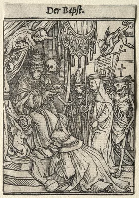 Dance of Death:  The Pope — Hans Holbein the Younger