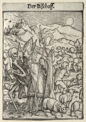 Dance of Death:  The Bishop — Hans Holbein the Younger
