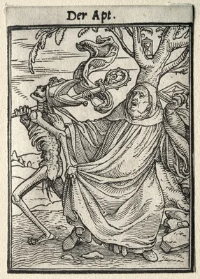 Dance of Death:  The Abbot — Hans Holbein the Younger