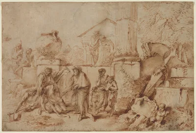 Tobit Burying the Dead — Giovanni Benedetto Castiglione