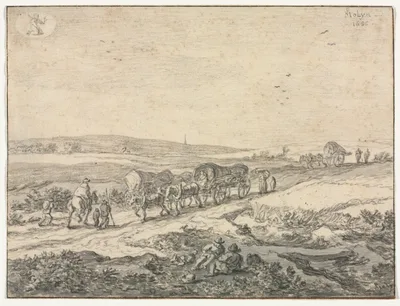 August: Landscape with Wagons — Pieter de Molijn
