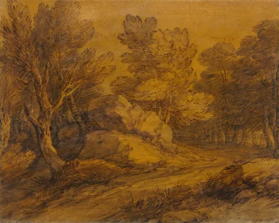 Scene with a Road Winding through a Wood — Thomas Gainsborough