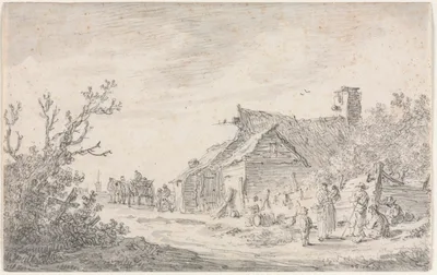 Landscape with a Cottage and Figures — Jan van Goyen