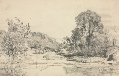 Landscape with Trees Surrounding a Pond — John Constable