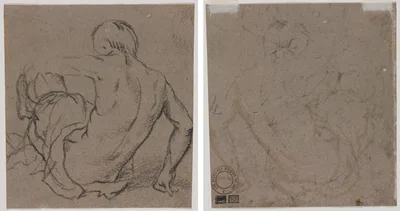 Man Seated on the Ground, Seen from Behind (recto); Sketch (verso)