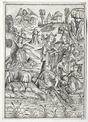 Der Schatzbehalter:  Moses Found by Pharaoh's Daughter (recto) — Michael Wolgemut