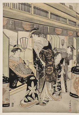 Courtesans Promenading on the Nakanochō — Utagawa Toyokuni I