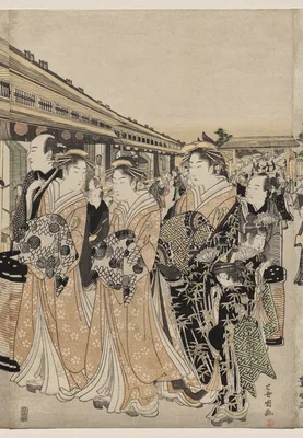 Courtesans Promenading on the Nakanochō — Utagawa Toyokuni I