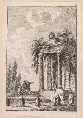 Les Soirées de Rome:  L'Escalier aux quatre bornes — Hubert Robert