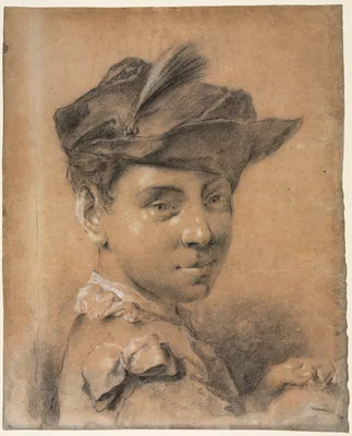 Head of a Young Man Wearing a Hat — Giovanni Battista Piazzetta