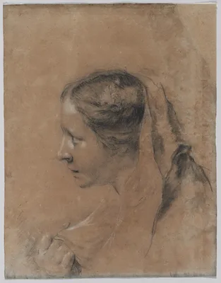 Head of a Woman in Profile with a Scarf — Giovanni Battista Piazzetta