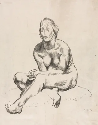 Life Study, Nude Woman Seated With Folded Hands — George Bellows