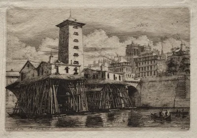 Etchings of Paris:  The Notre Dame Pump — Charles Méryon