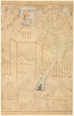 Garden Scene with a Master Instructing a Student in a Pavilion