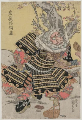 Musashibo Benkei Kneeling by a Plum Tree — Utagawa Toyokuni III