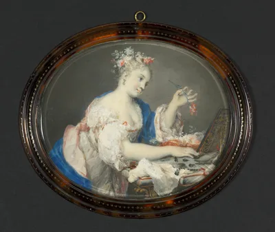 A Woman Putting Flowers in Her Hair — Rosalba Carriera