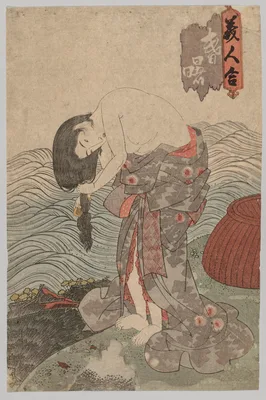 Woman Diver Combing her Hair — Utagawa Toyokuni III
