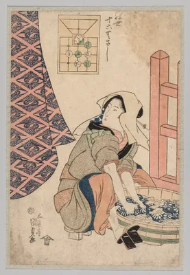Seated Woman Washing Clothes in a Wooden Tub — Utagawa Toyokuni III