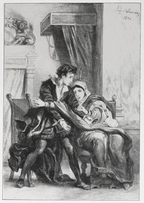 Hamlet:  Hamlet and the Queen — Eugène Delacroix