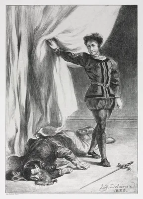 Hamlet:  Hamlet and the Corpse of Polonius — Eugène Delacroix