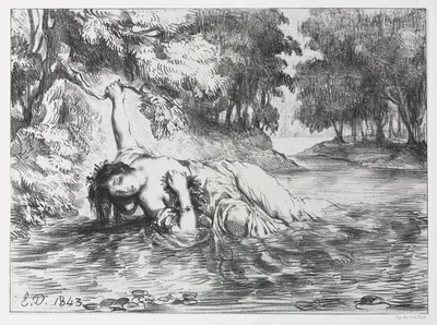 Hamlet:  The Death of Ophelia — Eugène Delacroix