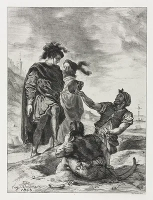 Hamlet:  Hamlet and Horatio with the Grave Diggers — Eugène Delacroix
