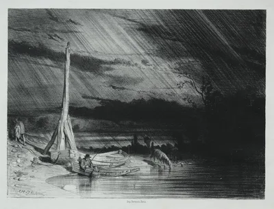 The Fisherman, Rainy Weather — Charles Jacque