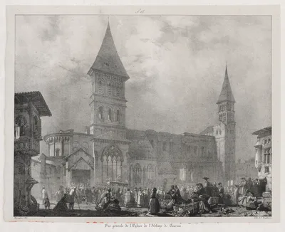 Voyages pittoresques et romantiques dans l'ancienne France,  Franche-Comté:  Église de l'abbaye de Tournus — Richard Parkes Bonington