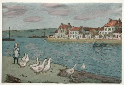 The River Bank or Geese — Alfred Sisley