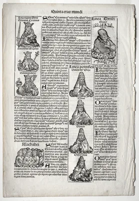 Genealogical Page; published in the Nuremberg Chronicle by Hartmann Schedel — Michael Wolgemut