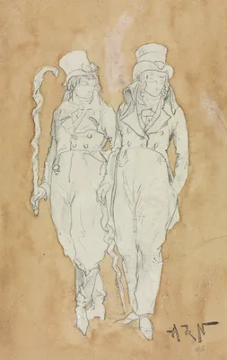 Two Young Men of Fashion (Standing) — Alphonse de Neuville