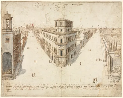Eighteen Views of Rome: The Quattro Fontane Looking Toward Santa Maria Maggiore — Lievin Cruyl